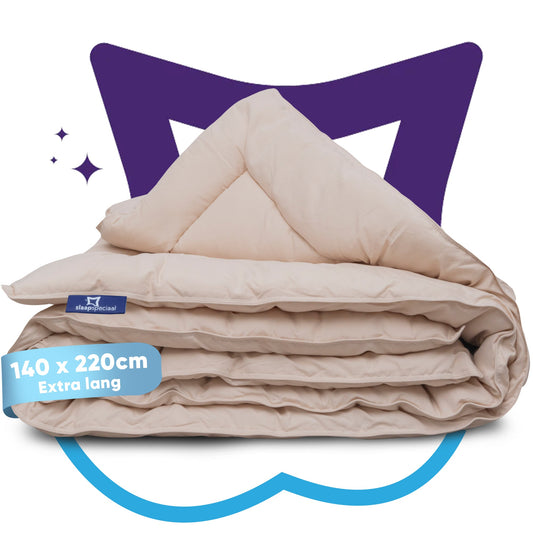 Slaapspeciaal Eazydekbed - Beige - Dekbed Zonder Overtrek, Extra Lang, Luxe Gelvezels, Anti-Allergisch & Perfect Voor Elk Seizoen